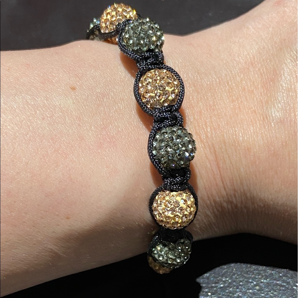Crystal Champagne&Grey Adjustable MacrameBracelet